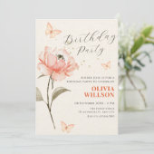 Aquarellblüte Blume ästhetischer Geburtstag Einladung (Stehend Vorderseite)