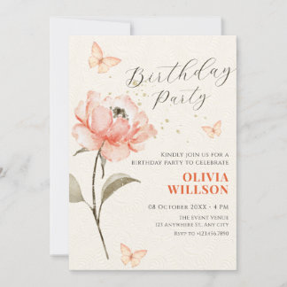 Aquarellblüte Blume ästhetischer Geburtstag Einladung