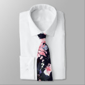 Aquarellblüte Blumenmuster im großen Maßstab Krawatte (Gebunden)