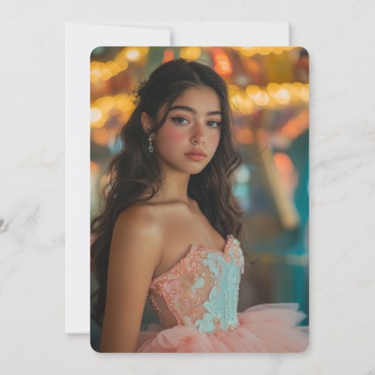 Aquarellblüte im Dunkeln Quinceñera CUSTOM-Foto Einladung (Rückseite)