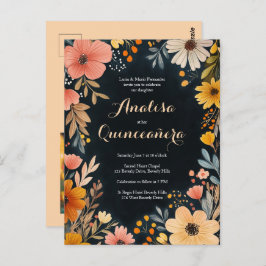 Aquarellblüte im Dunkeln Quinceñera CUSTOM-Foto Postkarte
