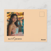 Aquarellblüte im Dunkeln Quinceñera CUSTOM-Foto Postkarte (Rückseite)