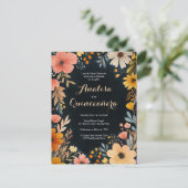 Aquarellblüte im Dunkeln Quinceñera CUSTOM-Foto Postkarte (Stehend Vorderseite)