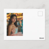 Aquarellblüte im Dunkeln Quinceñera CUSTOM-Foto Postkarte (Rückseite)