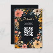 Aquarellblüte in dunklem Quinceñera CUSTOM QR Begleitkarte (Vorne/Hinten)