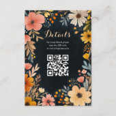 Aquarellblüte in dunklem Quinceñera CUSTOM QR Begleitkarte (Vorderseite)