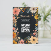 Aquarellblüte in dunklem Quinceñera CUSTOM QR Begleitkarte (Stehend Vorderseite)