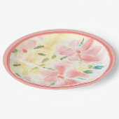 Aquarellblüte in Korallen Pappteller (Schrägansicht)