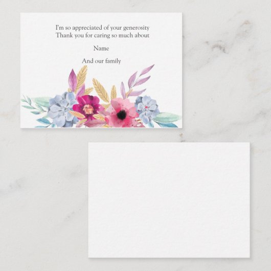 Aquarellblüte nach Beerdigung Dankeschön Karten (Vorne/Hinten)