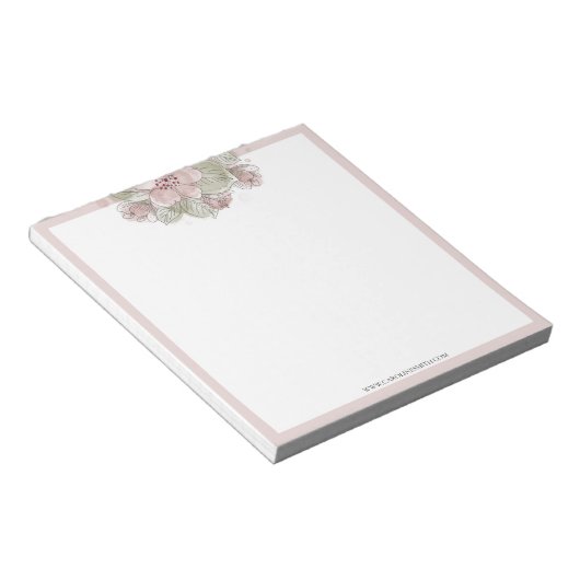 Aquarellblüte, Pastell, Rose-Rahmen, Notepad Notizblock (angewinkelt)