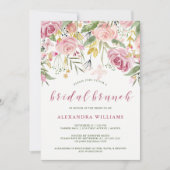 Aquarellblüte rosa | Gold Floral Bridal Brunch Einladung (Vorderseite)
