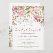 Aquarellblüte rosa | Gold Floral Bridal Brunch Einladung (Vorne/Hinten)