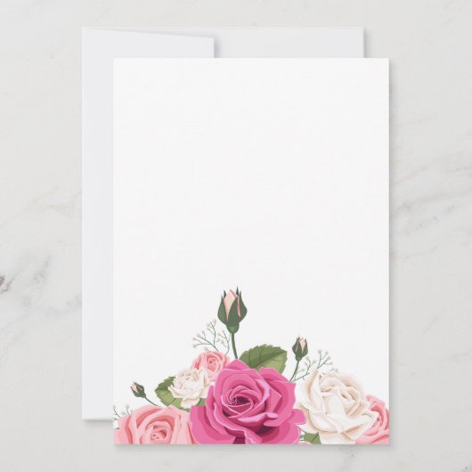 Aquarellblüte Rose Brautdusche Einladung (Rückseite)