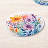 Aquarellblüte Runder Pappuntersetzer (Angewinkelt)