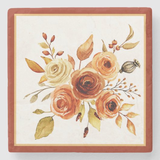 Aquarellblüte Steinuntersetzer (Vorderseite)