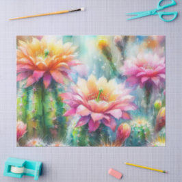 Aquarellblüte Sukkulente Kakteen Decoupage Seidenpapier