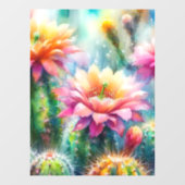 Aquarellblüte Sukkulente Kakteen Fensteraufkleber (Blatt)