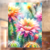 Aquarellblüte Sukkulente Kakteen Fensteraufkleber (Blatt 2)