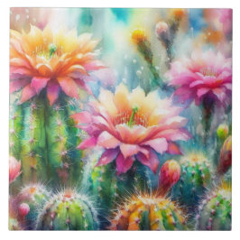 Aquarellblüte Sukkulente Kakteen Fliese