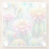 Aquarellblüte Sukkulente Kakteen Glasuntersetzer (Rückseite)