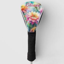 Aquarellblüte Sukkulente Kakteen Personalisiert Golf Headcover