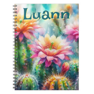 Aquarellblüte Sukkulente Kakteen Personalisiert Notizblock