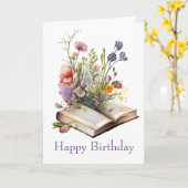 Aquarellblüte und Bücher zum Geburtstag Karte (Gelbe Blume)