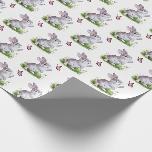 Aquarellblüte und Schmetterling Geschenkpapier (Ecke)