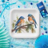 Aquarellblüten auf Kiefern Pappteller (Party)