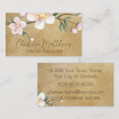 Aquarellblüten auf rustikalem Pergament Visitenkarte (Vorne/Hinten)
