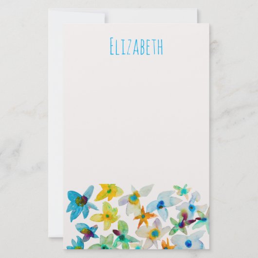 Aquarellblüten Briefpapier (Vorderseite)