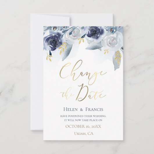 Aquarellblüten | Datum ändern Einladung (Vorderseite)