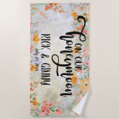 Aquarellblüten Flitterwochen Personalisiert Strandtuch (Vorderseite)