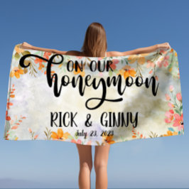 Aquarellblüten Flitterwochen Personalisiert Strandtuch
