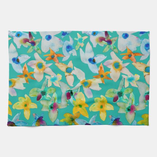 Aquarellblüten Geschirrtuch (Horizontal)