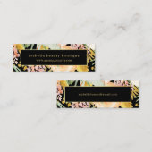 Aquarellblüten| Gold und Peach Floral auf Schwarz Mini Visitenkarte (Vorne/Hinten)