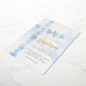 Aquarellblüten kreuzen Taufe Folieneinladung (Gedreht)