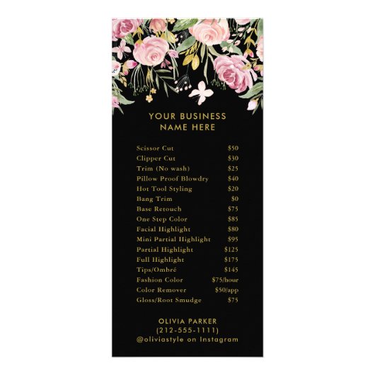 Aquarellblüten | Menü "Salon Price List Service" (Vorne)