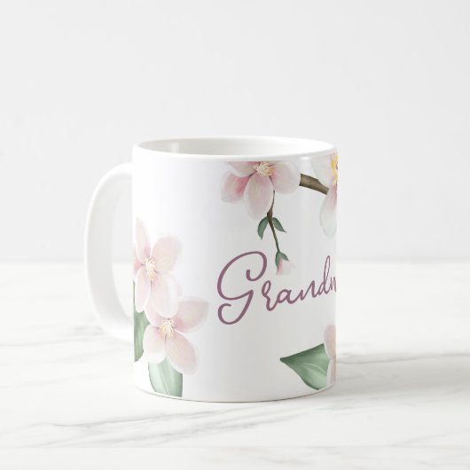Aquarellblüten Oma Kaffeetasse (Vorderseite Links)