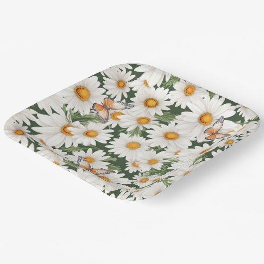 Aquarellblüten Pappteller (Gewinkelt)