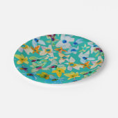 Aquarellblüten Pappteller (Schrägansicht)