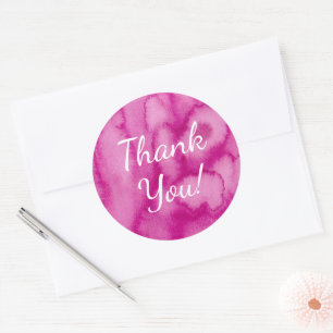 Aquarellblüten rosa Danke, dass Sie rund Sticker s