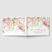 Aquarellblüten | Rosa- und Goldblumenhochzeit Gästebuch (Voll)