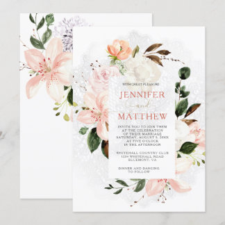 Aquarellblüten, Rose, Peonies, Magnolien Einladung