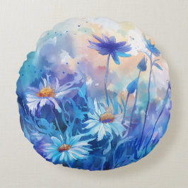 Aquarellblüten - Rundblumen-Kissen Rundes Kissen