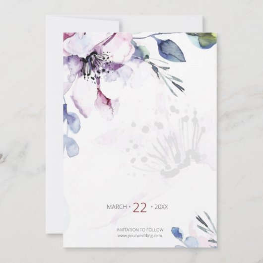 Aquarellblüten Save the Date Einladung (Rückseite)