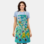 Aquarellblüten Schürze (Getragen)