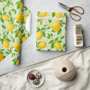 Aquarellblüten und Blüten - frische Zitrusfrüchte Geschenkpapier