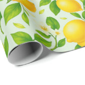 Aquarellblüten und Blüten - frische Zitrusfrüchte Geschenkpapier (Rolleneckpunkt)