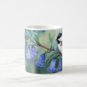 Aquarellblüten und Chickadee Kaffeetasse (Mittel)